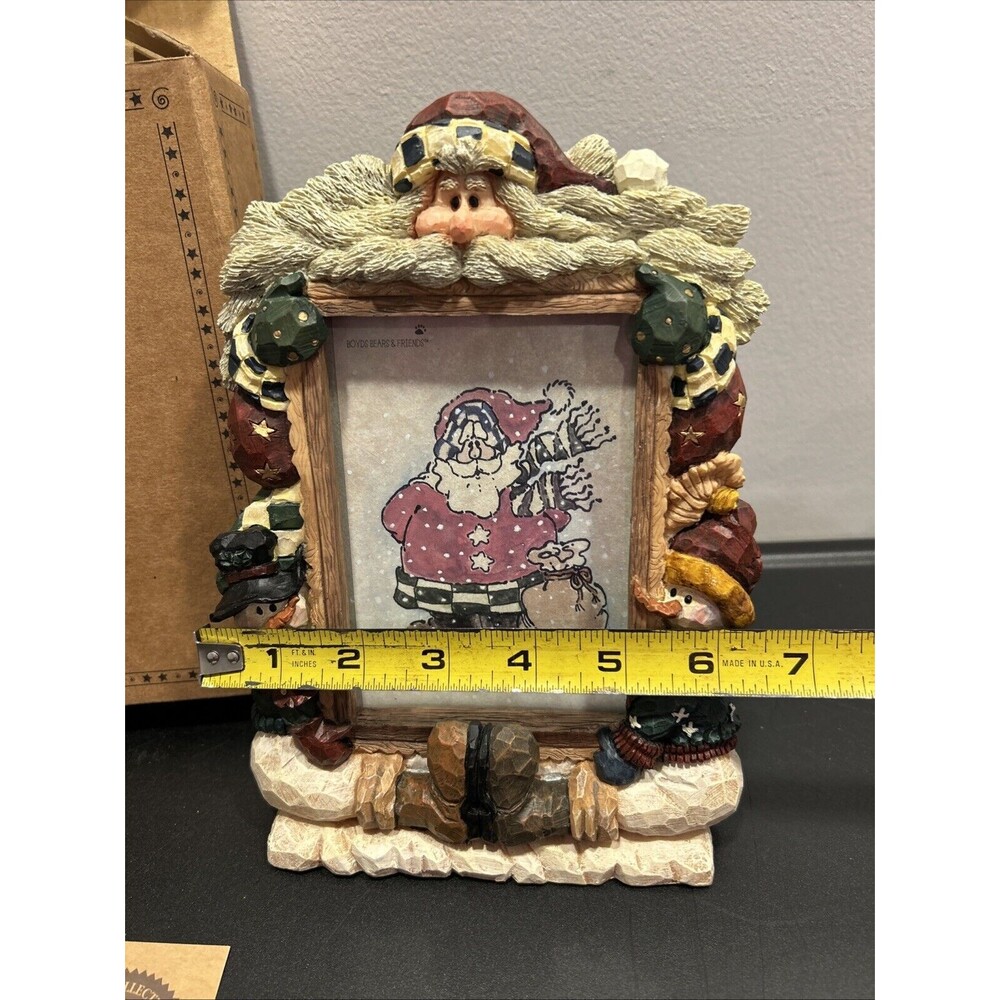 Boyds Bears SNOWMAN FRAME CHRISTMAS W Box Carvers Choice Santa - Picture 2 of 7